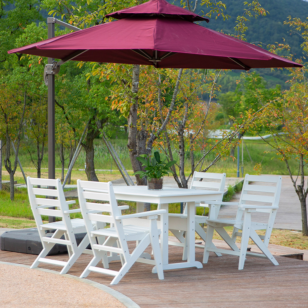 Dining Table Set Four Chairs And A Table Blue/White Outdoor Furniture HDPE Dining Chairs