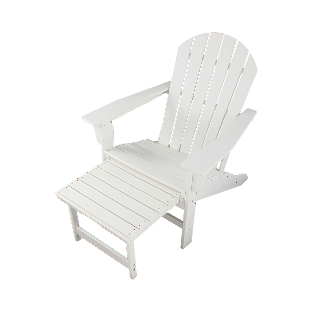 ADM007 White Pull-Out Outdoor Patio Adirondack Chair