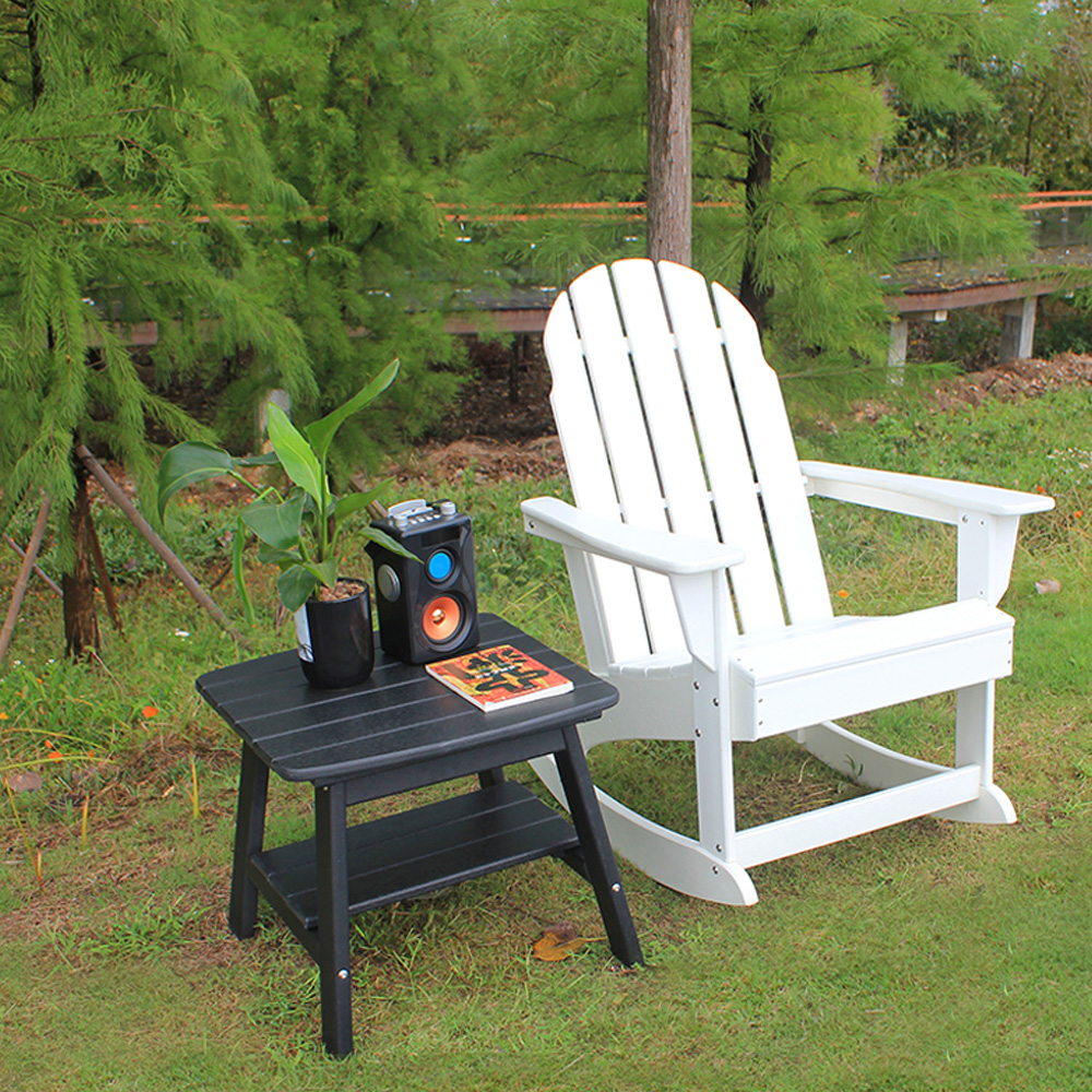 Black TTM001 Outdoor HDPE Adirondack Matching Side Table - Patio Garden Shelf Side Table