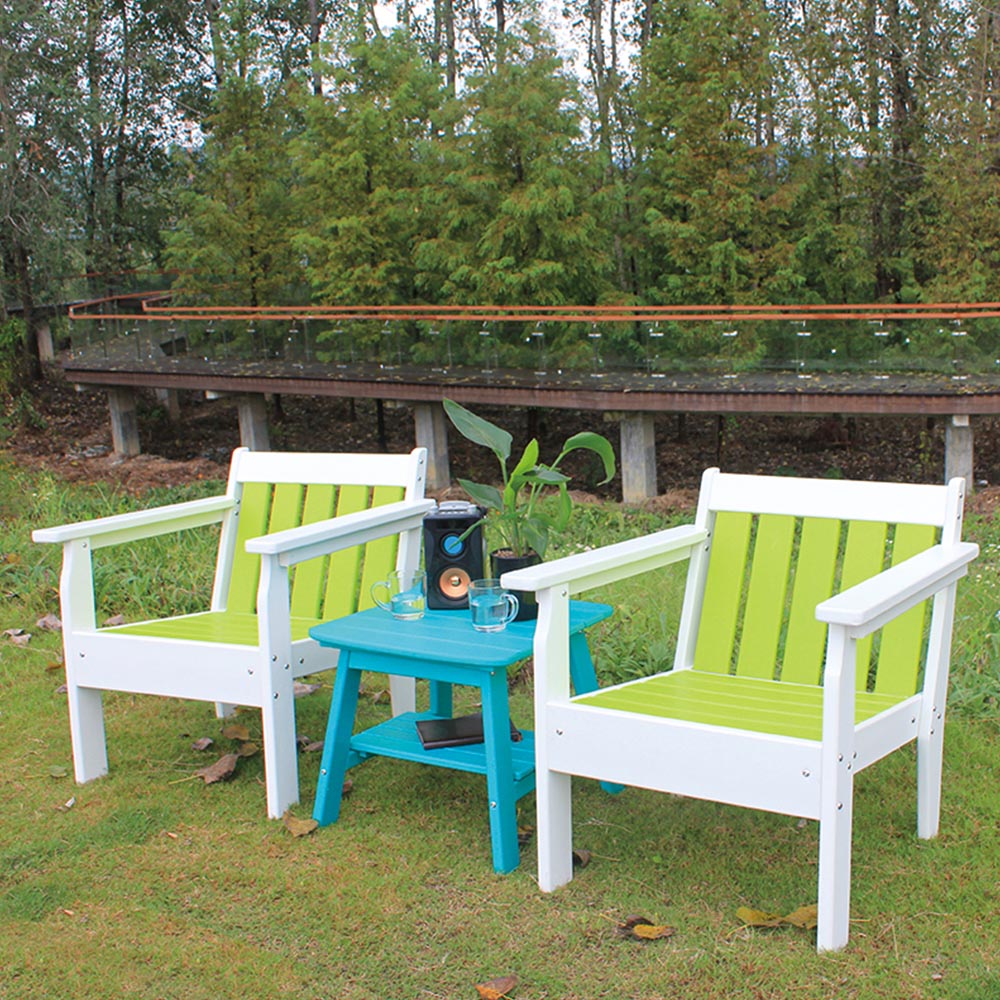 DCS301 Morden Design Low Maintenance Outdoor Two HDPE Chairs And One Side HDPE Table Set