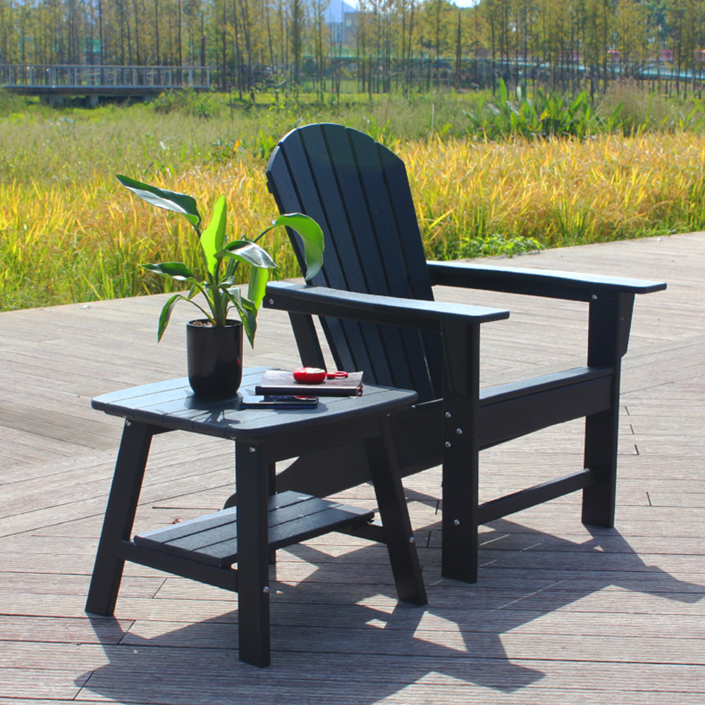 ADS201 One Chair, One Side Table, HDPE Adirondack Table Chairs