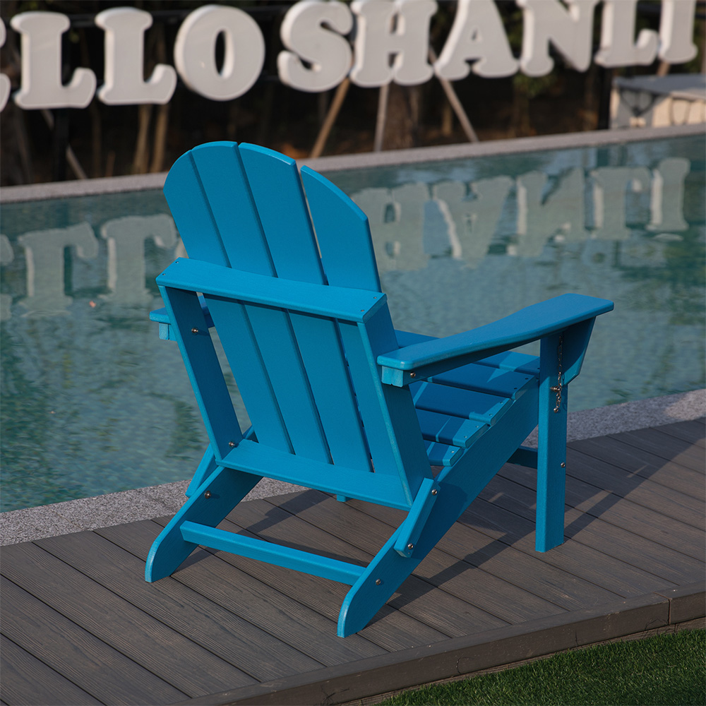 ADM008 Weather Resistant White HDPE Folding Adirondack Chair in Patio Garden Lawn