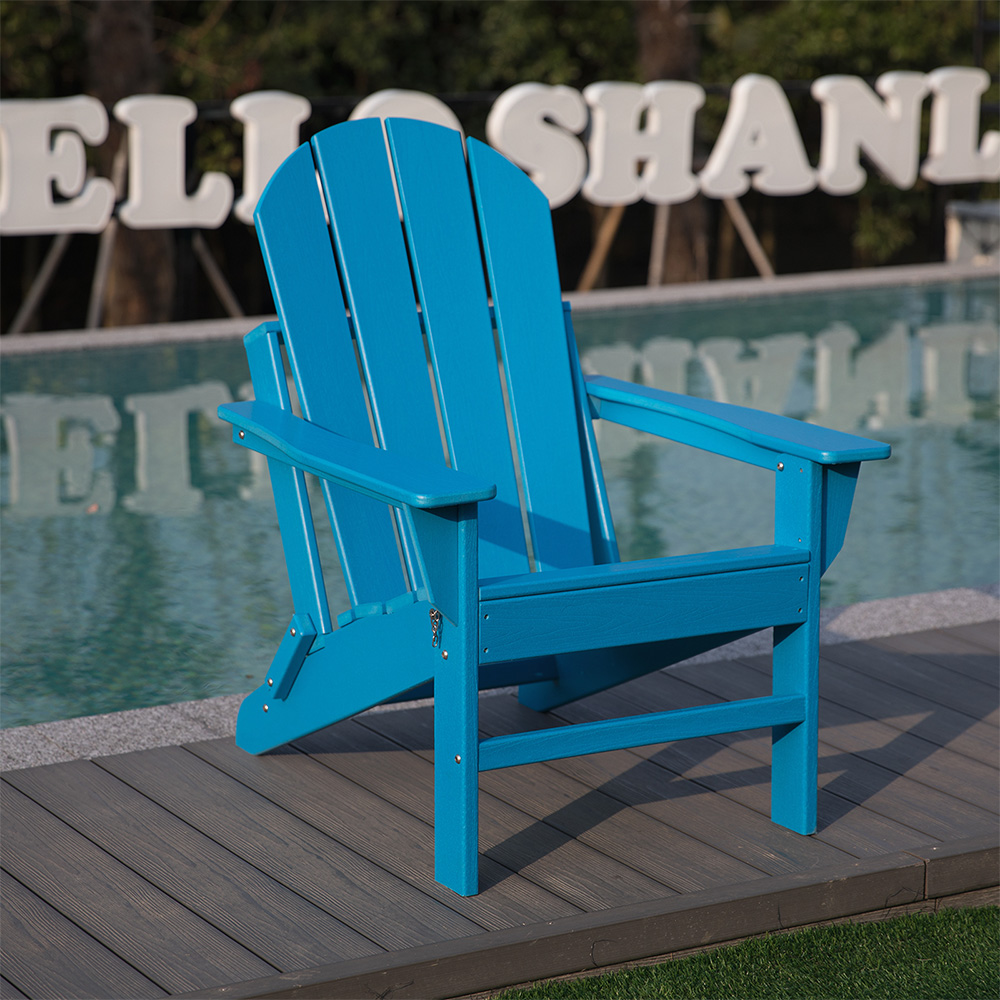 ADM008 Weather Resistant White HDPE Folding Adirondack Chair in Patio Garden Lawn