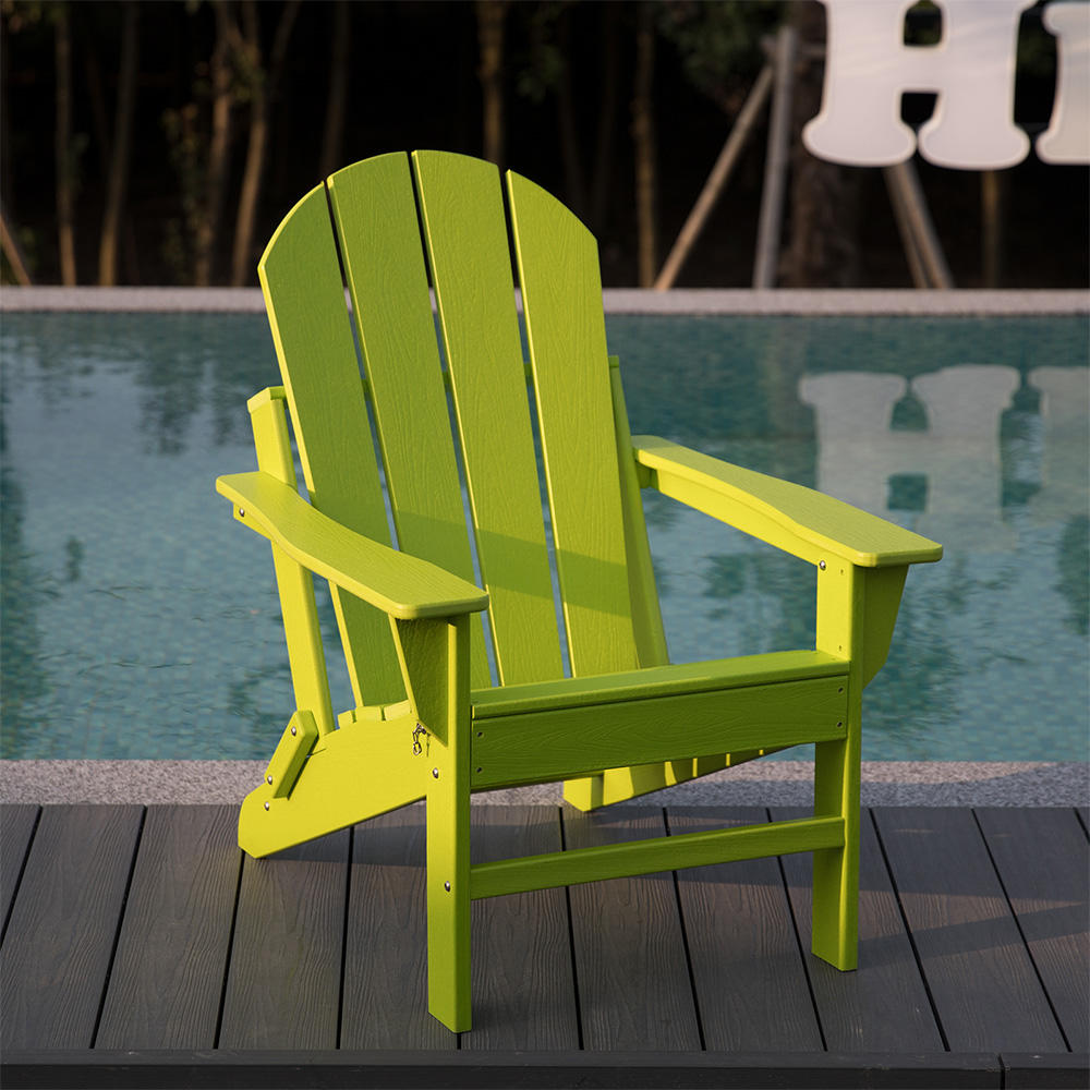 ADM008 Weather Resistant White HDPE Folding Adirondack Chair in Patio Garden Lawn