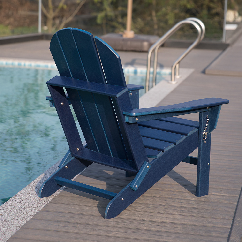 ADM008 Weather Resistant White HDPE Folding Adirondack Chair in Patio Garden Lawn