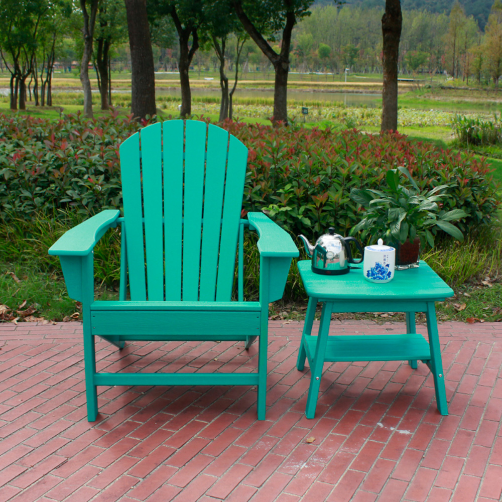 ADS201 One Chair, One Side Table, HDPE Adirondack Table Chairs