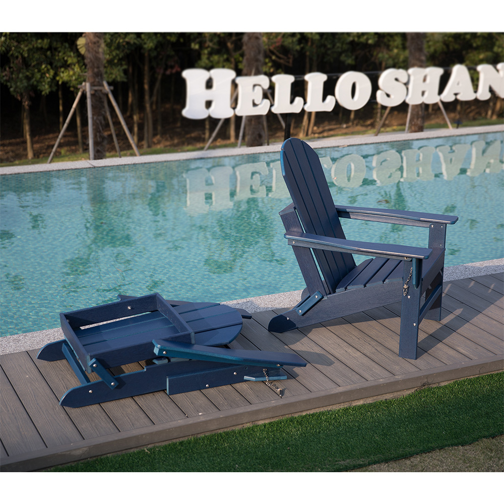 ADM008 Weather Resistant White HDPE Folding Adirondack Chair in Patio Garden Lawn