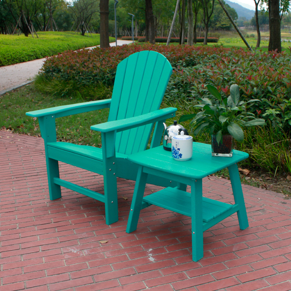 ADS201 One Chair, One Side Table, HDPE Adirondack Table Chairs