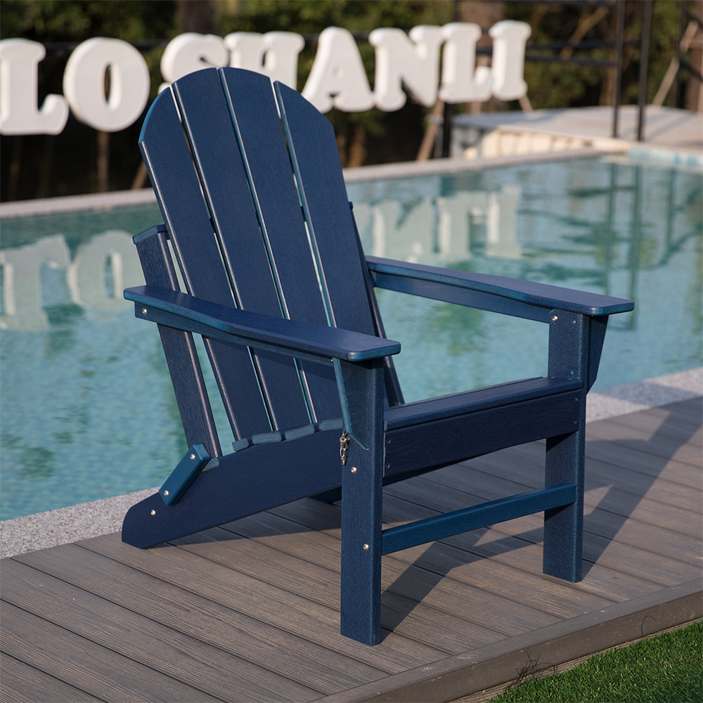 ADM008 Weather Resistant White HDPE Folding Adirondack Chair in Patio Garden Lawn