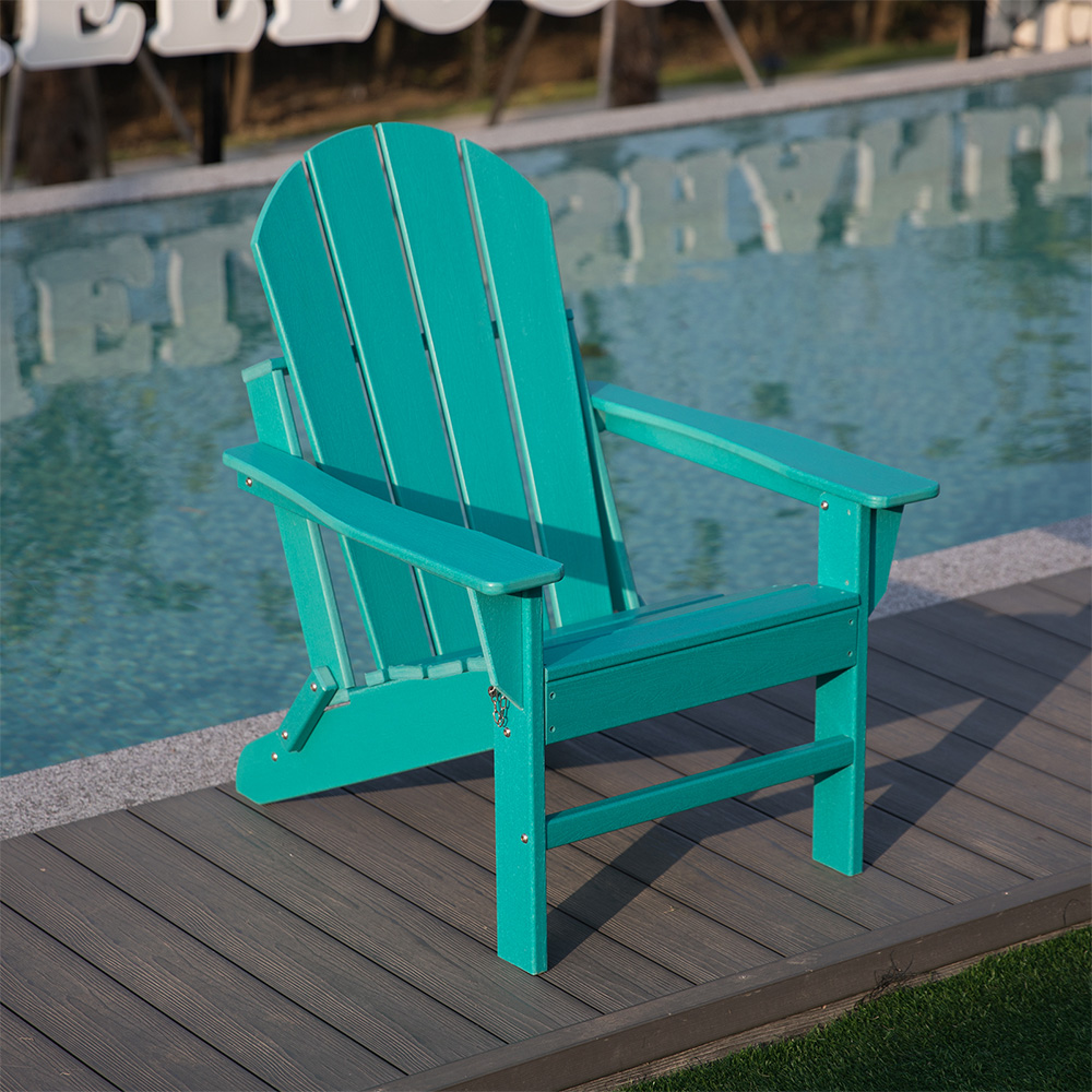 ADM008 Weather Resistant White HDPE Folding Adirondack Chair in Patio Garden Lawn