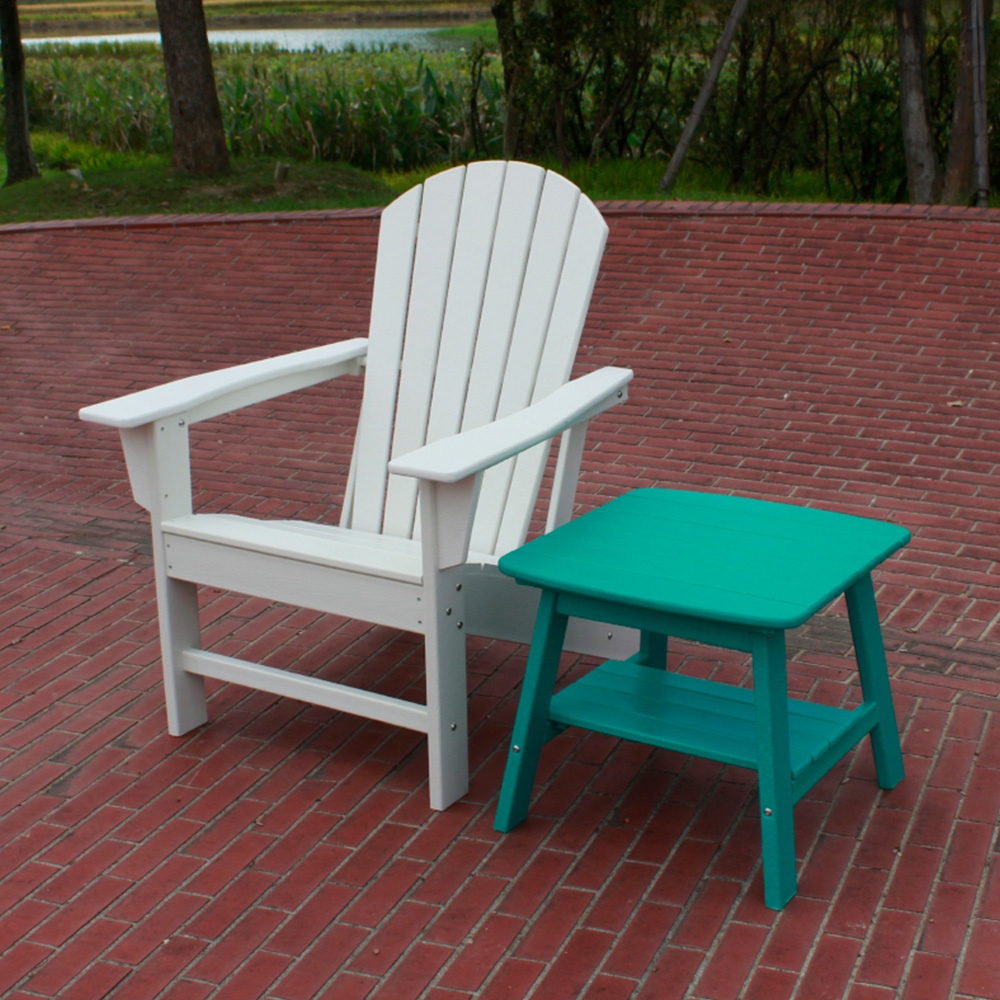 ADS201 One Chair, One Side Table, HDPE Adirondack Table Chairs